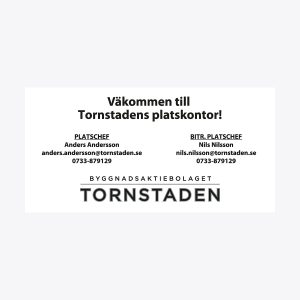 Informationsskylt kontaktuppgifter platschef PVC 5 mm.