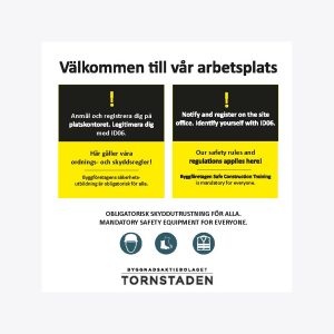 Informationsskylt ordnings- och skyddsregler 1000 x 1000 mm PVC 5 mm.