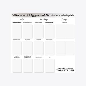 Informationstavla med silverram 1500 x 1400 mm PVC 5 mm inkl. pärmringar.